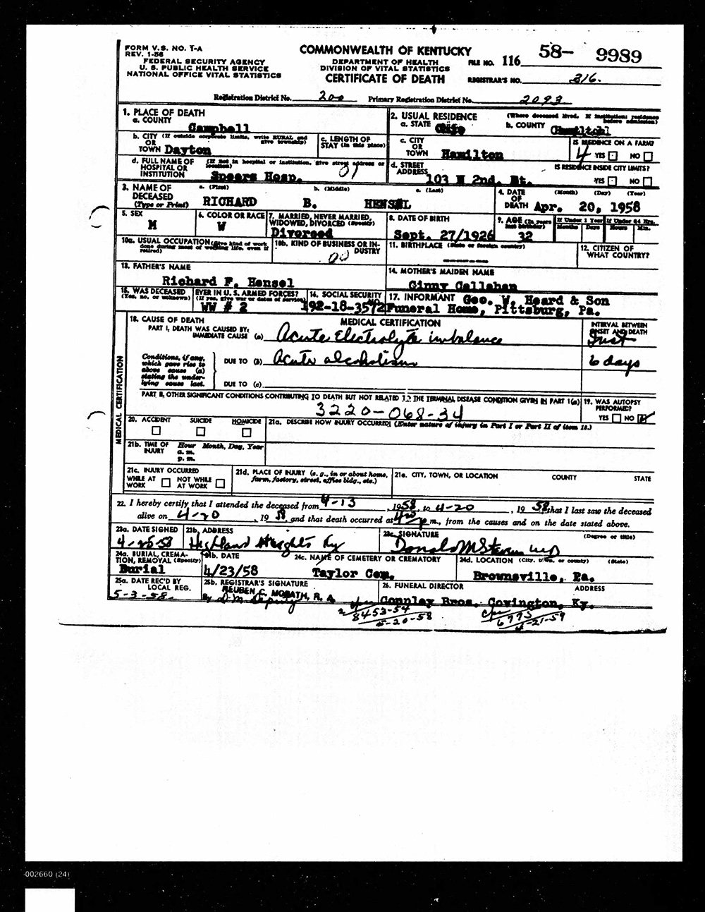 death record